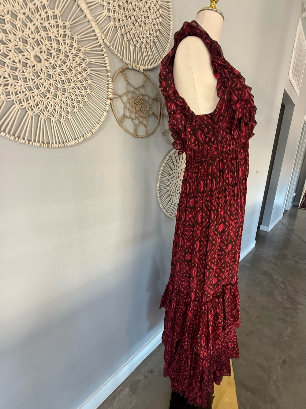 Ulla Johnson Burgundy Ruffled Florella Gown - Picture 4 of 8